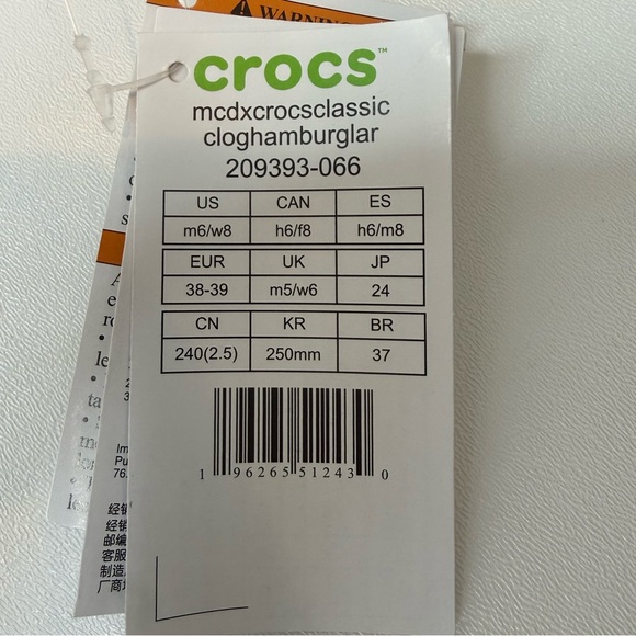 NWT McDonalds x Crocs Hamburglar Clog Sandals M6 / W8 - Picture 10 of 10